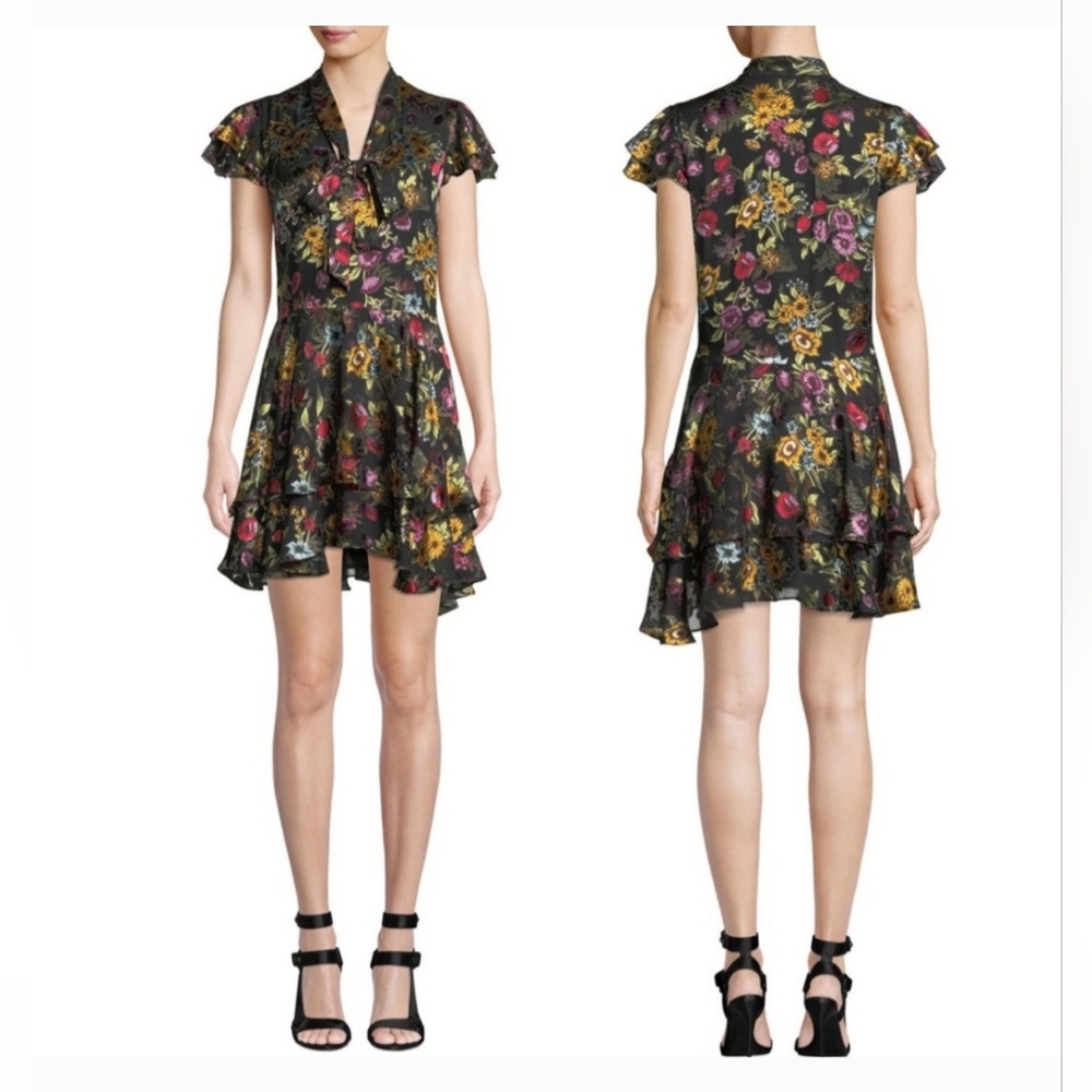 Alice + Olivia Moore Ruffle Tiered Floral Dress Size 6 - Picture 13 of 15
